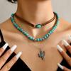 Comercio Exterior al Contado Joyería Personalizada Europea y Americana Bohemio Turquesa Collar Retro Nicho Collar de Alta Gama Venta al por Mayor
