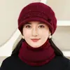 Gorro de Lana de Moda Nuevo para Otoño e Invierno en Mujeres de Mediana Edad y Mayores, Gorro de Punto Grueso y Cálido para Exteriores, Resistente al Viento, Versátil
