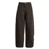 Jeans de mujer transfronterizos con corte curvo, estilo retro americano, bolsillos verticales, pantalones largos casuales de color marrón chocolate, extralargos de color marrón chocolate