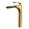 Torneira de Água Quente e Fria Estilo Nórdico em Cobre, Cor Dourada, para Lavatório de Banheiro, MonoFuro, Uso Doméstico