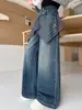 Pantalones de Mezclilla de Pierna Ancha con Parches a Cuadros para Niñas, Pantalones Largos Casuales Sueltos de Primavera y Otoño, Estilo de Moda Tendencia para Niñas Mayores