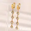 Moda Europea y Americana Elegantes de Nicho con Estilo Pendientes de Acero Inoxidable Chapado en Oro de 18K con Zirconia y Borlas Pendientes para Mujer Lujo Accesible