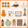 Juego Transfronterizo de 15 Piezas de Calabaza de Madera Fantasma de Halloween Decoraciones de Bandeja Escalonada Navidad Invierno Muñeco de Nieve Copos de Nieve