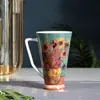 Taza Grande de Porcelana de Hueso, Serie de Pintura al Óleo Creativa para Uso Doméstico, Vaso de Agua para Pareja, Estilo Europeo, Lujo Ligero, Simple y Artístico