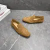 Novedad Primavera 2026 Diseño de Nicho Mocasines Planos de Punta Cuadrada para Mujer sin Cordones Gamuza Versátiles Cómodos Zapatos Individuales para Mujer
