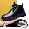 Zapatos de algodón forrados de polar para invierno para hombre, zapatos casuales de caña alta con suela gruesa antideslizante para personas de mediana edad y mayores, zapatos de algodón cálidos