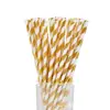 Palito de Papel Listrado Bronze Descartável Degradável Palito de Papel Grau Alimentício Barra de Sobremesa Festa Palito Decorativo