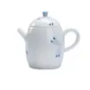 Tetera Azul y Blanca Pintada a Mano de Libélula de las Dinastías Tang y Song, Juego de Té Kung Fu, Tetera Portátil de Cerámica con Color Bajo Esmalte y Filtro en Forma de Bola, Tetera Bola de Dragón