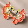 Novos Brincos de Esmalte de Luxo Alto Estilo Chinês Flor de Peônia Design de Nicho Brincos de Estilo Chinês Estilo Antigo Atacado Transfronteiriço