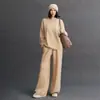 Pantalones de cachemira para mujer, color liso trenzado, holgados, simples, versátiles, de pierna ancha, estilo retro Old Money, pantalones casuales nuevos para otoño e invierno