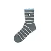 Calcetines de algodón de primavera y otoño, calcetines grises holgados, calcetines de rayas de encaje, calcetines de media pantorrilla para mujer, calcetines largos estilo universitario, calcetines Zhuji