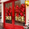 2026 Feliz Año Nuevo Decorativo Ventana Puerta Pegatina Estática Decoración de Tienda Lazo Campana Pegatina Decorativa para Vidrio