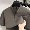 Camisa Polo de Manga Corta con Cuello Alto para Hombre de 220g, Casual de Verano, Antibacteriana, Color Sólido, Cuello Henley, Lujo Ligero, Juvenil, Camiseta de Gama Alta