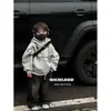Sudadera con capucha de una pieza para niños, forrada de forro polar con estampado de letras para otoño e invierno, sudadera para bebé estilo coreano, top cálido con capucha forrado de forro polar, fresco y elegante, para niños pequeños y niños pequeños