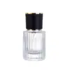 Frascos de refil de perfume em estoque para atacado, frascos vazios verticais de 30ml, tampa preta e branca de 50ml, vidro spray de pressão portátil