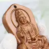 Pêssego Natural Madeira Três-Dimensional Esculpido Guanyin Placa de Madeira Pingente DIY Acessórios de Pingente Artesanato em Madeira Placa de Buda Esculpida