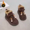 Nuevas botas de nieve para niños y niñas, para exteriores, para estudiantes de primaria, con velcro, forro de felpa, botas de algodón engrosado, suela suave, a prueba de viento, botines modernos