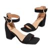 Sandalias de Tacón Grueso con Punta Cuadrada de Tacón Medio para Mujer 2026 Comercio Exterior, Nuevo Estilo de Verano, Sandalias de Espalda Cerrada Talla Grande, Sandalias de Talla Grande Europeas y Americanas