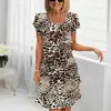 Vestido de primavera de gasa con estampado 3D, cuello redondo, manga corta, serie europea y americana de AliExpress