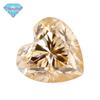 Huagang Gem Coração Champagne Diamante Moissanite Pedra Bruta Anel Superfície Coração Anel de Joia Moissanite Pedra Bruta