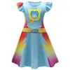 Nuevo Disfraz de Cosplay con Estampado Digital de Super Gato para Niñas Vestido con Mangas Voladoras + Bolsa + Antifaz