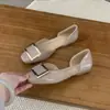 Zapatos planos de moda con hebilla cuadrada hueca para mujer, sandalias poco profundas de punta abierta, zapatos Mary Jane sin cordones, zapatos de estilo francés para el trabajo