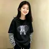 Camiseta de Manga Larga Nueva para Niñas 2026, Camiseta Base Holgada para Niños Mayores, Top de Algodón Puro Falso de Dos Piezas para Primavera y Otoño