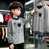 Camiseta de Manga Larga de Forro Polar con Estampado Divertido para Niños, Primavera y Otoño, para Niños Medianos y Grandes, Estilo Coreano, Elegante, Informal, Capa Base