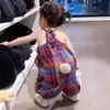 Ropa para Niños Pantalones para Niñas Mono Romper Cuadros Lindo Cola de Pompón Modelo Nuevo 2026 Productos de Fábrica de Ropa para Niños