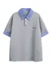 Camiseta de Manga Corta con Bloques de Color, Cuadros y Parches, Estilo Coreano de Moda, Marca Nanxia, Falso Dos Piezas para Hombre, Verano Casual Suelto Polo