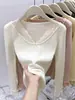 Fábrica de Suéteres Dalan Source Renda Decote V Feminino Outono Manga Longa Renda Costurada Slim Fit Malha Top Básico