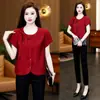 Camisa Feminina Elegante Estilo Coreano de Manga Curta, Novo Modelo de Verão, Estilosa e Versátil, Blusa Rejuvenescedora para Figuras Baixas