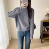 Suéter de punto trenzado de tres cabos con cuello redondo para mujer, prenda base para otoño e invierno, tejido grueso, elegante, holgado, versátil