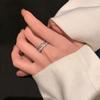 Anillo abierto de circonita hueca de doble capa para mujer, anillo de moda de diseño exquisito de verano, personalidad de nicho, ajustable para dieta