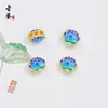 Esmalte Cloisonné Azul Quemado Cuentas con Goteo de Aceite Loto Cuentas Sueltas Redondas Caladas Accesorios para Pulseras DIY Joyería con Cuentas Accesorios