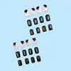 Uñas Postizas de Venta Caliente Transfronteriza con Etiqueta Dorada Negra y Blanca, Puntas de Uñas Estilo Francés Sencillo, 24 Piezas Uñas Postizas Estilo Europeo y Americano al Por Mayor