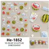 Redanco5D Em relevo Ins Popular Shell-Gloss Adesivos de Unha Fruta Melancia Pera Adesivos de Unha 3D He1852