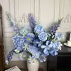 Diseño de Escena de Boda con Flores Artificiales Azules, Arreglo de Piso con Flores Falsas, Phalaenopsis, Tulipanes, Arreglo Floral Decorativo Suave