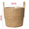 Maceta Tejida de Paja Nórdica Cesta de Flores Mimbre Tejido de Ratán Portátil Tejido Creativo Maceta para Potos Arreglo Floral Planta Verde Maceta Pastoral Decoración del Hogar