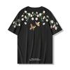 Camiseta de Manga Corta Tendencia Nacional 2026 con Bordado Mariposa que Cambia de Color, Cuello Redondo Estilo Chino, Algodón Puro, Manga Media Holgada, Tendencia Nacional Verano