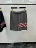 Outlet de fábrica de alta qualidade TB Homens e Mulheres Malha Jacquard Vermelho, Branco e Azul Quatro Barras Calças Amarração Respirável