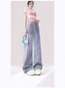 Jeans Bordados con Dobladillo 2025 Nuevo Primavera y Verano Delgados Pierna Ancha Sueltos Moda High Street Pantalones Rectos