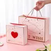 Caja de Regalo Creativa de Alta Gama con Estampado Dorado de Doble Puerta para el Día del Maestro y San Valentín, Caja de Empaque de Doble Puerta con Forma de Corazón Rosa para Niñas