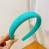 Diadema Francesa Retro con Cabeza de Esponja Corona Alta Borde Ancho Simple Color Sólido Accesorio para el Cabello de Celebridad de Internet de Gama Alta