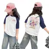 Camiseta de Verano para Niña de Manga Corta 100% Algodón Nuevo Estilo 2026 Camiseta Fina de Verano con Media Manga para Niños Niñas t