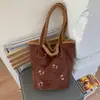 Moda Transfronteiriça 2026 Nova Bolsa de Ombro de Veludo Cotelê Bolsa Transversal Bordada Bolsa de Ombro de Grande Capacidade Bolsa Saco Bolsa Feminina
