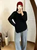 Roupas femininas plus size com design irregular, top de tricô oco solto outono 2026 para mulheres plus size
