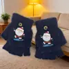 Ciclismo de Invierno Transfronterizo A Prueba de Frío y Cálido con Parte Superior Plegable de Felpa Estilo Japonés para Estudiantes Femeninas Guantes de Algodón sin Dedos Halloween Luminosos Invierno
