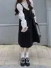 Vestido de dos piezas para mujer transfronterizo europeo y americano, camisa blanca de manga larga con solapa, vestido de tirantes negros al por mayor