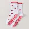 Productos Modificados NegociablesCalcetines de Yoga, Calcetines de Media Pantorrilla para Mujer con Estampado Integral de Corazones, Calcetines de Cereza con Cara Sonriente